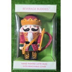 Oneida Beverage Buddies Hand Painted Nutcracker Holiday Christmas Mug w/ Lid NIB